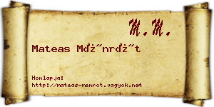 Mateas Ménrót névjegykártya